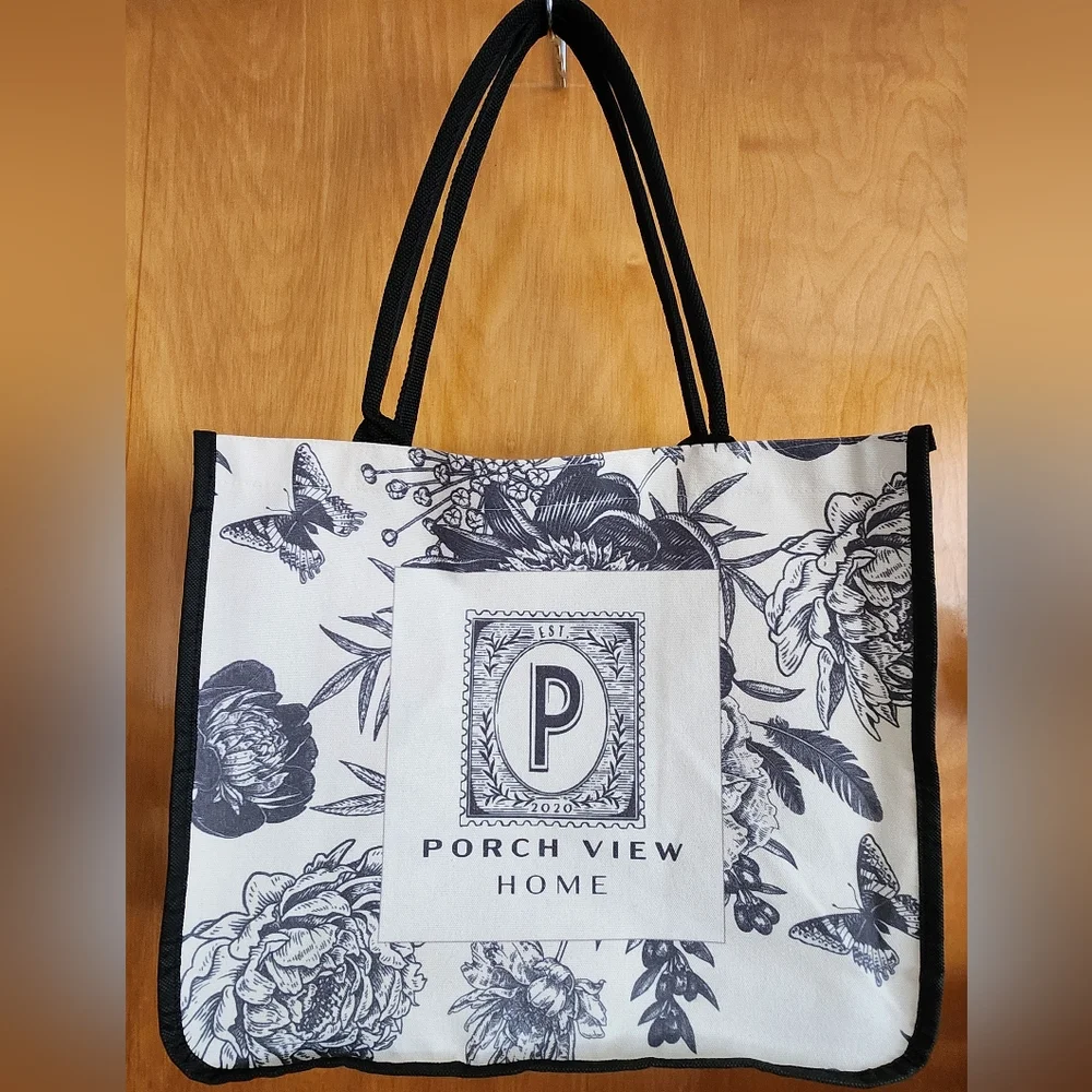 Porch View Home.Floral Tote Bag